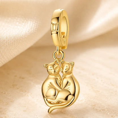 Sternzeichen Charm Anhänger Damen 925 Sterling Silber vergoldet - 12 Tierkreiszeichen