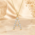 Buchstabencollier Damen 925 Sterling Silber vergoldet Zirkonia Baguette Cut - Mit Kette 45cm