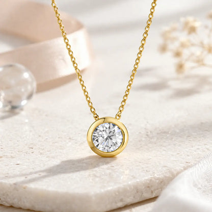 Halskette mit Anhänger rund 10,5mm Damen 925 Sterling Silber Zirkonia - verschiedene Farben