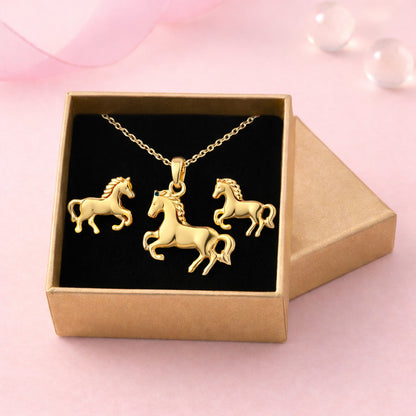 Pferd Geschenkset für Kinder aus 925 Sterling Silber