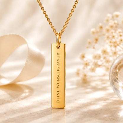 Collier Damen gravierbar 925 Sterling Silber oder vergoldet mit Gravuranhänger rechteckig