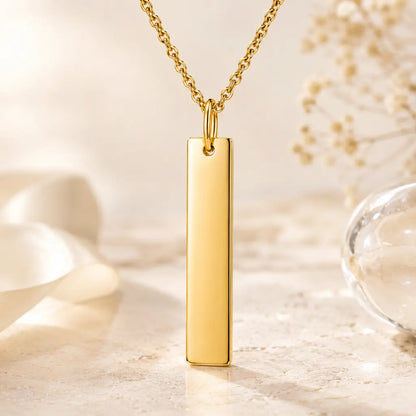 Collier Damen gravierbar 925 Sterling Silber oder vergoldet mit Gravuranhänger rechteckig