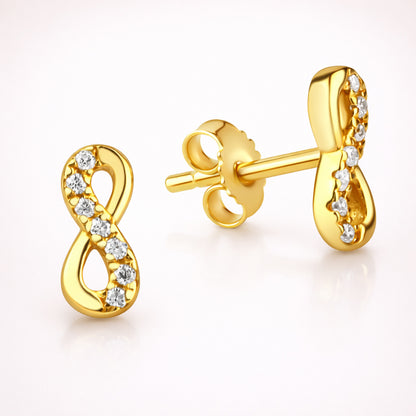Damen Ohrstecker 925 sterling Silber Infinity Zirkonia - 10mm