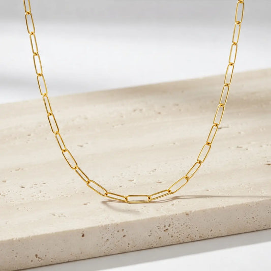 Gliederkette Damen 925 Sterling Silber vergoldet Paperclip Stil - verschiedene Längen