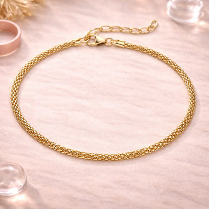 Damen Armband 925 Sterling Silber vergoldet Popcornarmband - 18cm