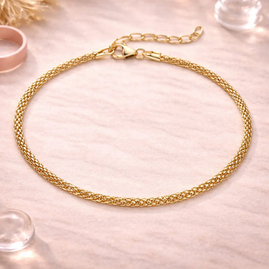 Damen Armband 925 Sterling Silber vergoldet Popcornarmband - 18cm