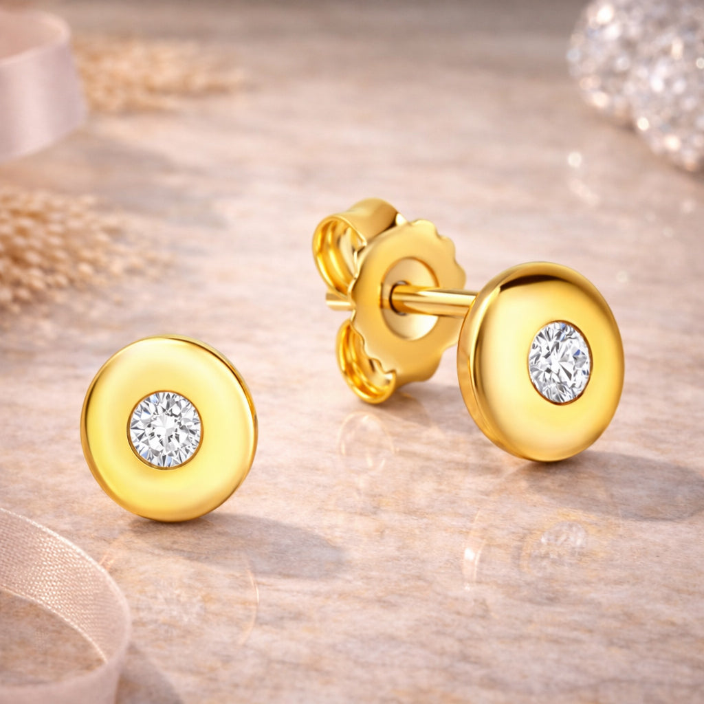 Ohrstecker Damen 925 Sterling Silber 6mm Zirkonia rund - rhodiniert oder vergoldet