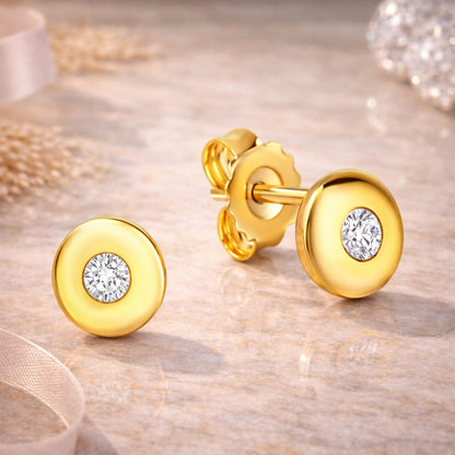 Ohrstecker Damen 925 Sterling Silber 6mm Zirkonia rund - rhodiniert oder vergoldet