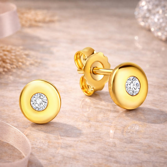 Ohrstecker Damen 925 Sterling Silber 6mm Zirkonia rund - rhodiniert oder vergoldet