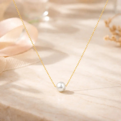 Damen Collier 925 Sterling Silber vergoldet Süßwasserzuchtperle 5mm - 47cm