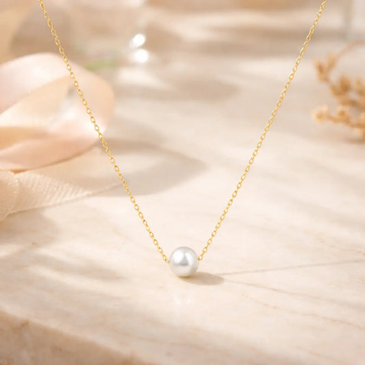 Damen Collier 925 Sterling Silber vergoldet Süßwasserzuchtperle 5mm - 47cm