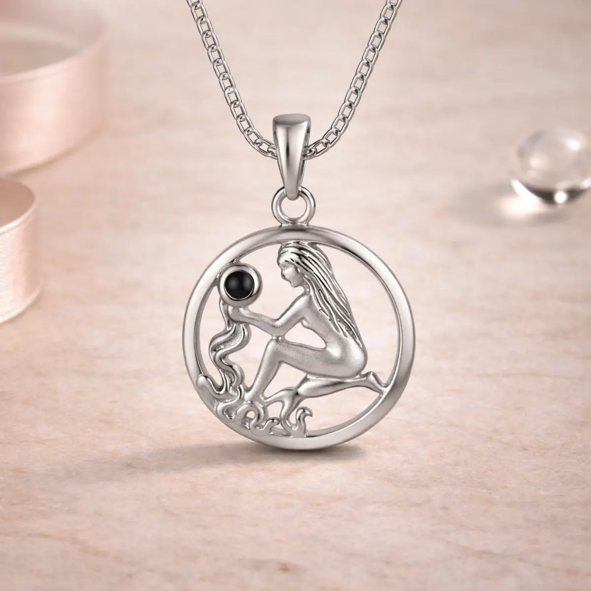 Sternzeichen Anhänger 925 Sterling Silber 1 Edelstein - Alle 12 Tierkreiszeichen
