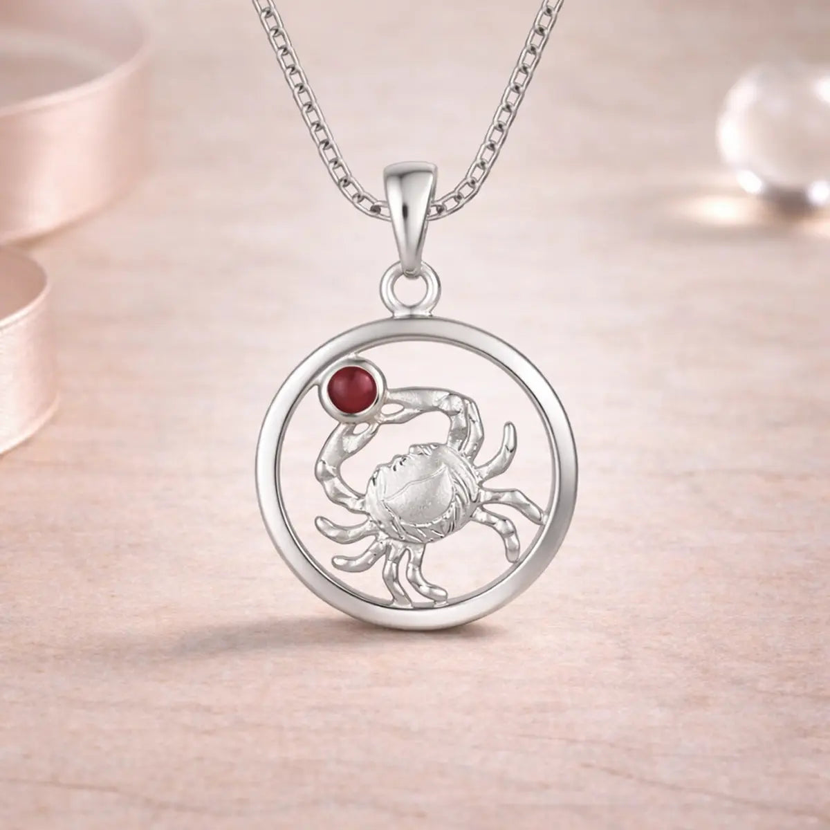Sternzeichen Anhänger 925 Sterling Silber 1 Edelstein - Alle 12 Tierkreiszeichen
