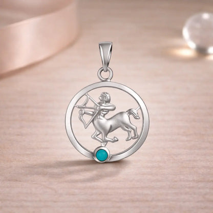 Sternzeichen Anhänger 925 Sterling Silber 1 Edelstein - Alle 12 Tierkreiszeichen