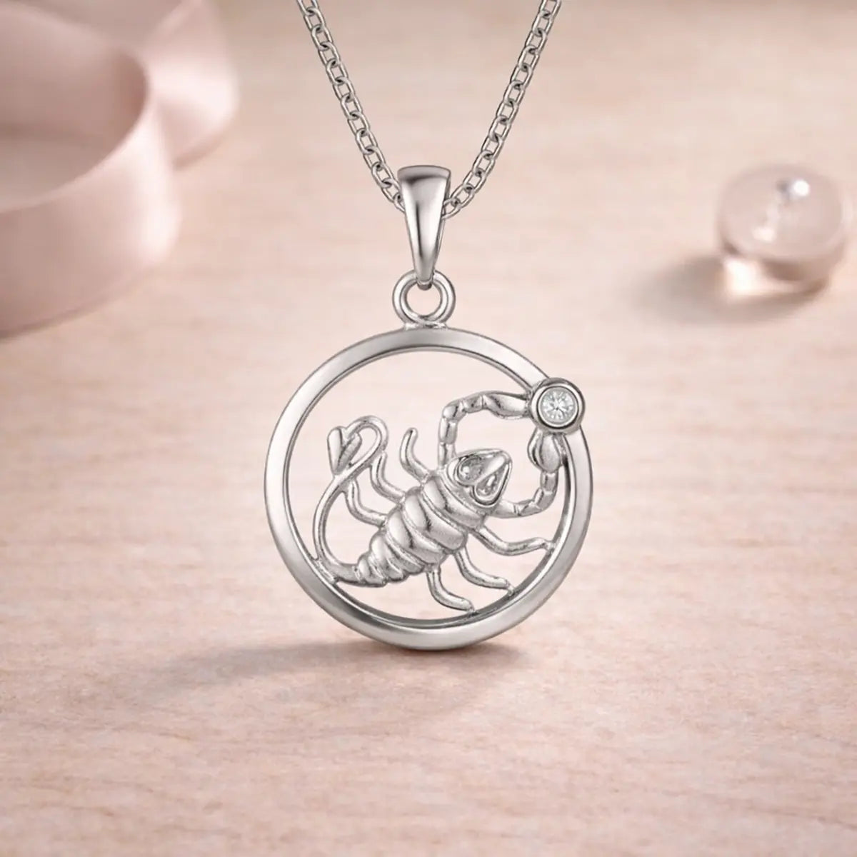 Sternzeichen Anhänger 925 Sterling Silber 1 Edelstein - Alle 12 Tierkreiszeichen