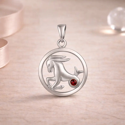 Sternzeichen Anhänger 925 Sterling Silber 1 Edelstein - Alle 12 Tierkreiszeichen