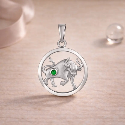 Sternzeichen Anhänger 925 Sterling Silber 1 Edelstein - Alle 12 Tierkreiszeichen