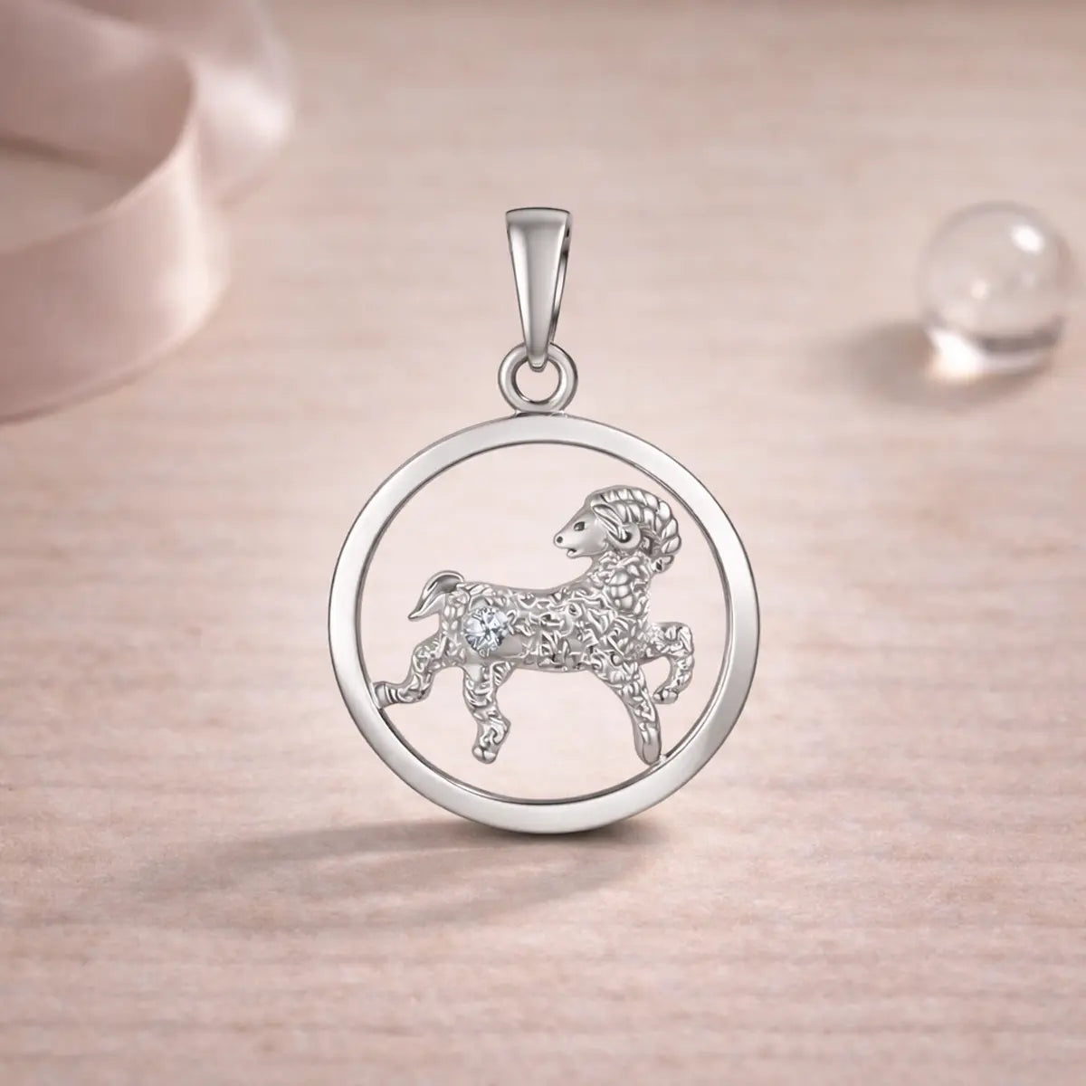 Sternzeichen Anhänger 925 Sterling Silber 1 Edelstein - Alle 12 Tierkreiszeichen