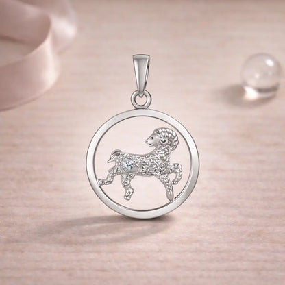 Sternzeichen Anhänger 925 Sterling Silber 1 Edelstein - Alle 12 Tierkreiszeichen