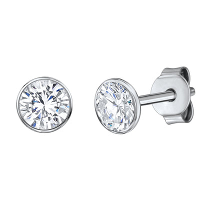 Ohrstecker 925 Sterling Silber rhodiniert Zirkonia 5mm - verschiedene Farben