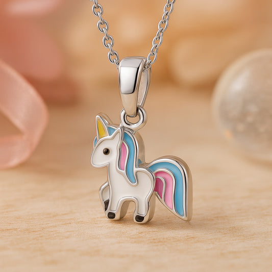 Anhänger aus 925er Sterling Silber - Lack Einhorn