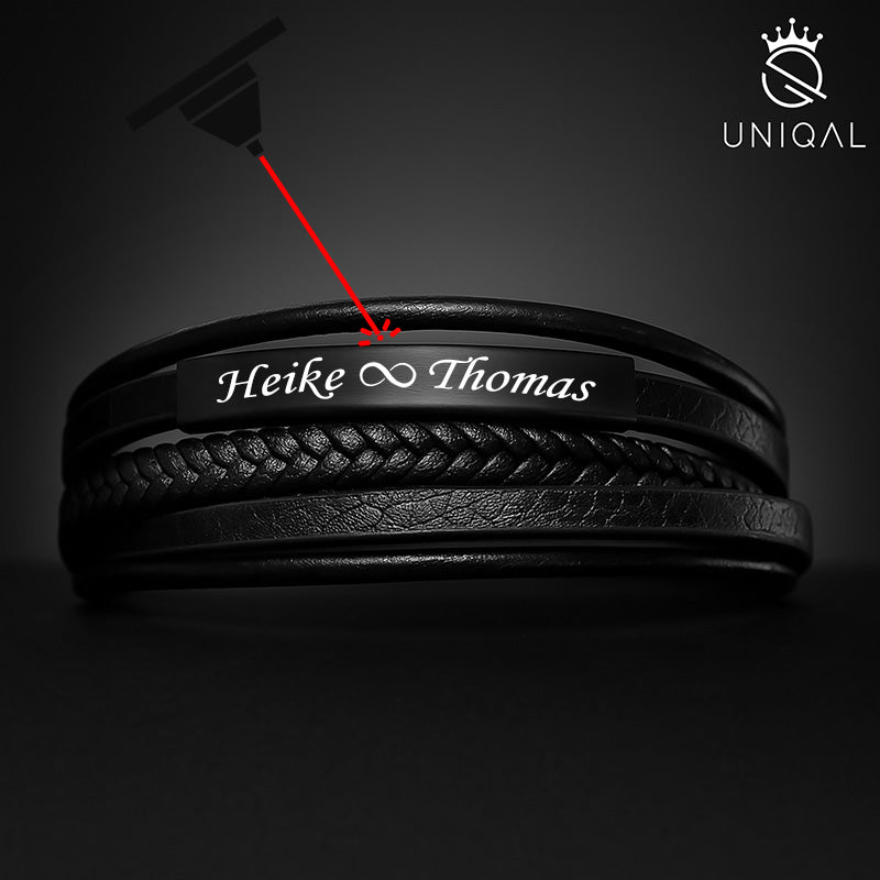 Black Plate Lederarmband Herren