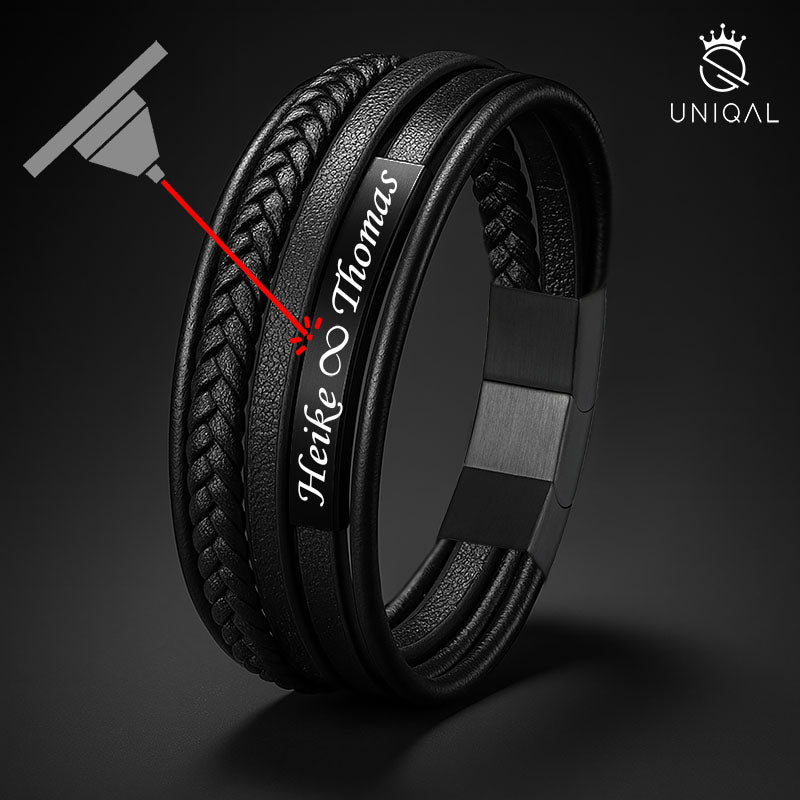 Black Plate Lederarmband Herren