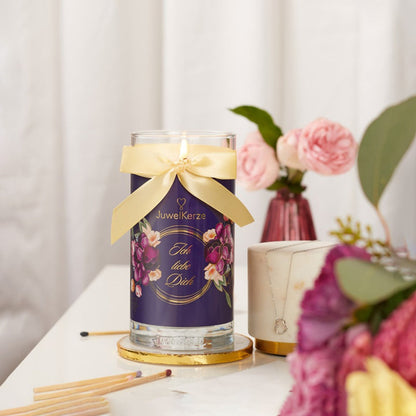 Juwelkerze mit Ohrringen - Duftkerze mit Schmucküberraschung
