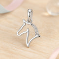 Anhänger aus 925er Sterling Silber - Pferdekopf mit Zirkonia - Silber