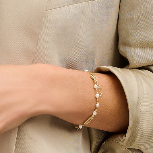 Armband mit Anhänger, Süßwasser Zuchtperlen und 82 Zirkonia
