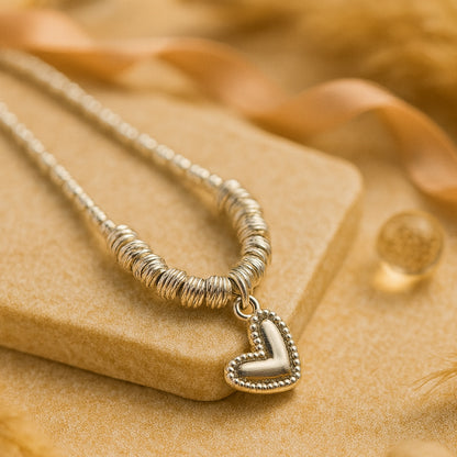 Kette mit Anhänger aus 925er Sterling-Silber, Gliederkette mit Herz
