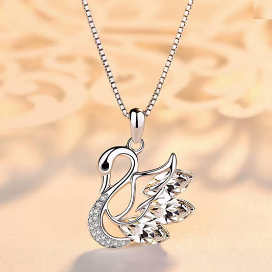 Kette mit Anhänger aus 925er Sterling-Silber, Schöner Schwan