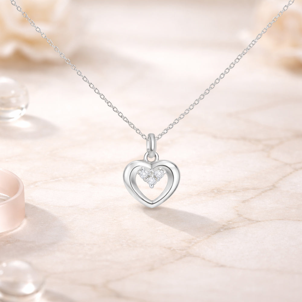 Schmuck Set aus 925er Sterling Silber, Zirkonia Heart