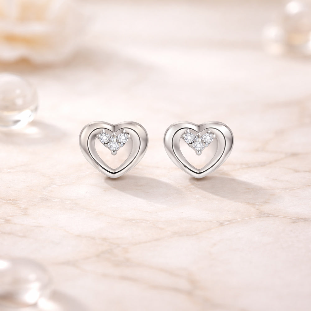 Schmuck Set aus 925er Sterling Silber, Zirkonia Heart
