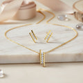 Schmuck Set aus 925 Sterling Silber, Zirkonia Love - vergoldet