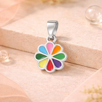 Bunter Blumen Anhänger aus 925 Sterling Silber mit farbiger Emaille in verspieltem Design.