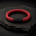 Braid Lock Red - Geflochtenes Lederarmband für Herren in rot gravierbar | Edelstahl Magnetverschluss