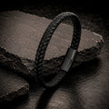 Braid Lock Slim Black - Schmale Lederarmband für Herren in 3 Verschlussfarben | Edelstahl Magnetverschluss