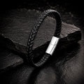 Braid Lock Slim Black - Schmale Lederarmband für Herren in 3 Verschlussfarben | Edelstahl Magnetverschluss