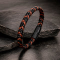 Braid Lock Slim - Schmales Lederarmband für Herren in Braun/Schwarz mit 3 Verschlussfarben | Edelstahl Magnetverschluss