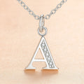 Buchstabenkette Damen Modeschmuck Silber Kette mit Anhänger und Zirkonia - 45cm