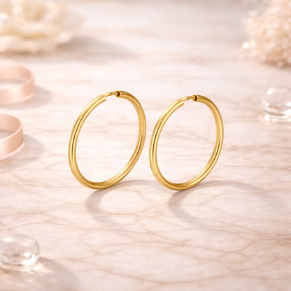 Damen Creolen 333 Gelbgold glänzend 2mm klassisch - verschiedene Größen