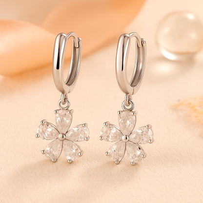 Schmuck Set aus 925er Sterling Silber, Kristall-Blume