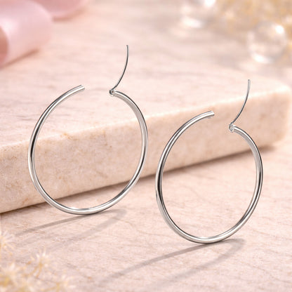 Damen Ohrringe Modeschmuck Creolen rund silberfarben glatt glänzend - verschiedene Größen
