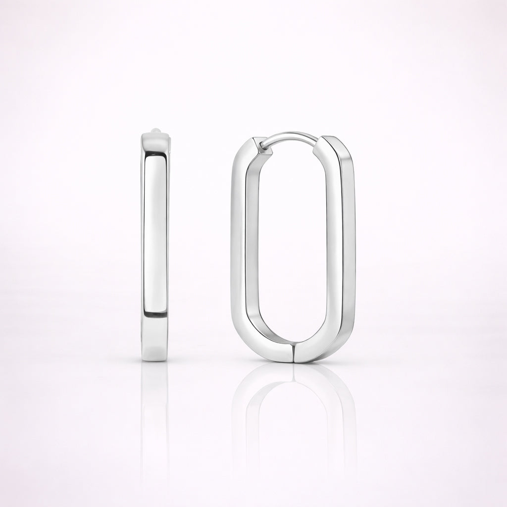 Creolen Damen Edelstahl 25mm oval - Silber oder Gold