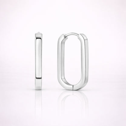 Creolen Damen Edelstahl 25mm oval - Silber oder Gold