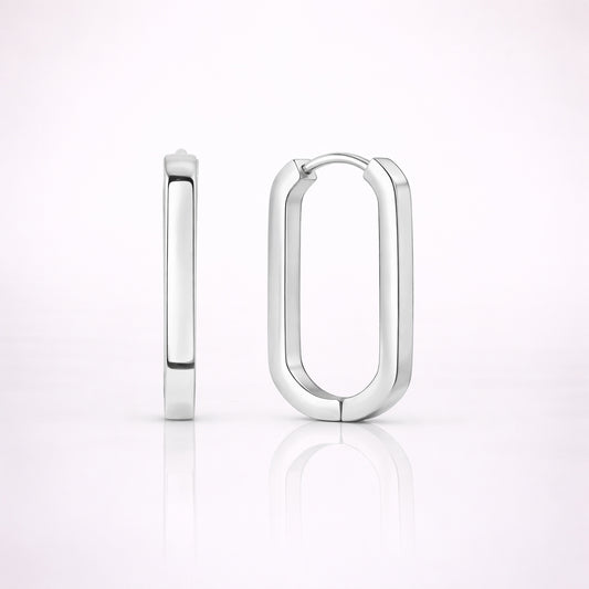 Creolen Damen Edelstahl 25mm oval - Silber oder Gold
