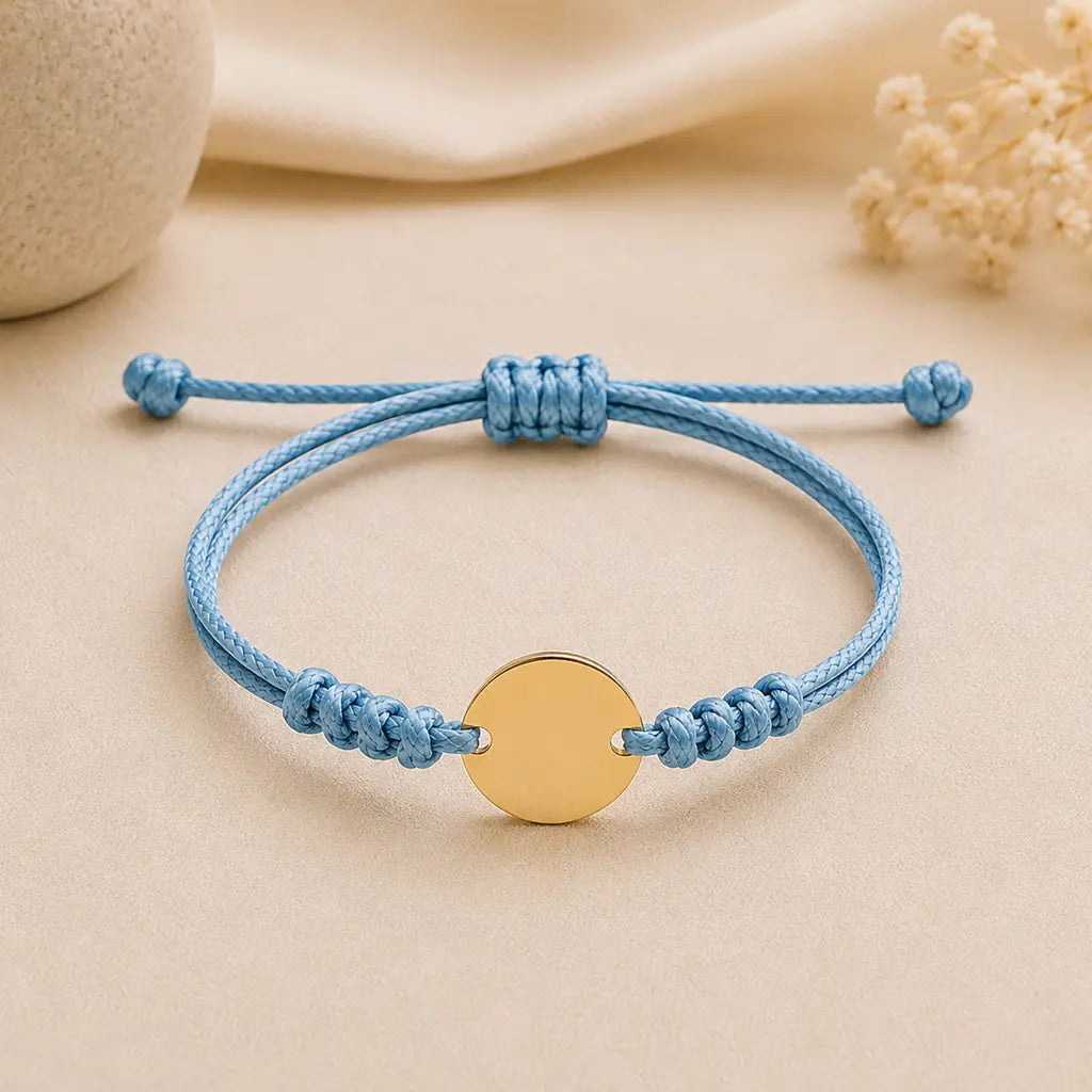 Sternzeichen Armband Textilband gewachst mit Edelstahl Gravurplatte - Alle 12 Tierkreiszeichen