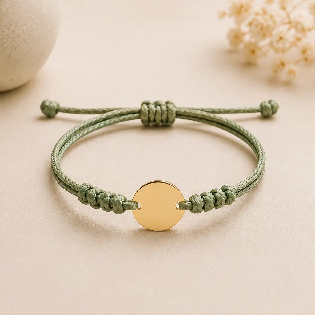 Sternzeichen Armband Textilband gewachst mit Edelstahl Gravurplatte - Alle 12 Tierkreiszeichen