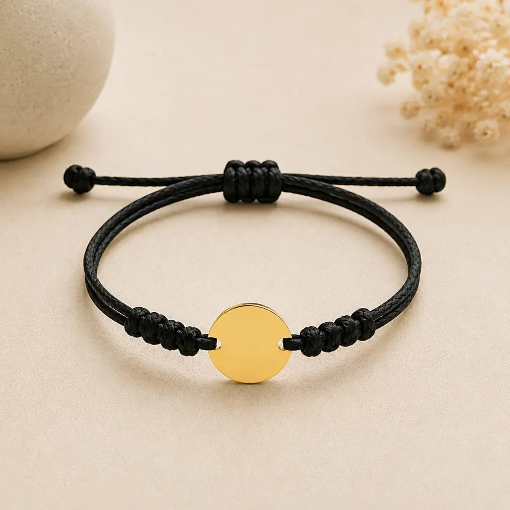Sternzeichen Armband Textilband gewachst mit Edelstahl Gravurplatte - Alle 12 Tierkreiszeichen
